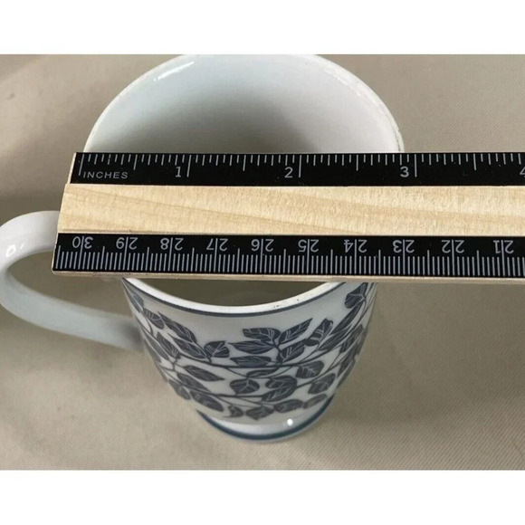 Holt Howard Pedestal Footed Cups Mugs Blue Ivy Leaves Japan Set Of 2 Vintage MCM - Picture 7 of 8